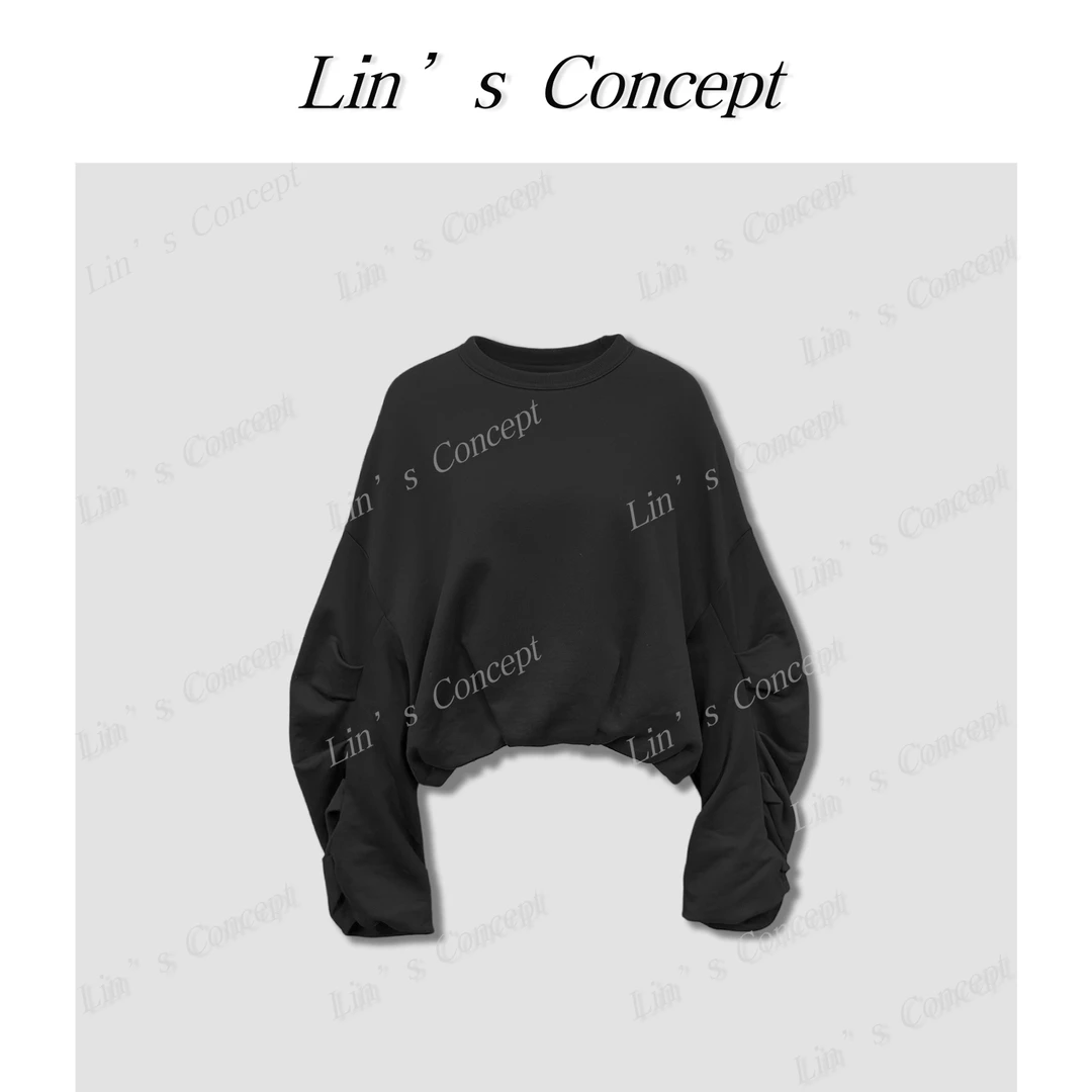 【Lin's concept】ZC纯色收边麻花底长袖卫衣DL2404873