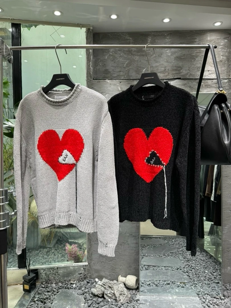 POP男装 65091个性帅气爱心设计感长袖毛衣保暖加厚上衣