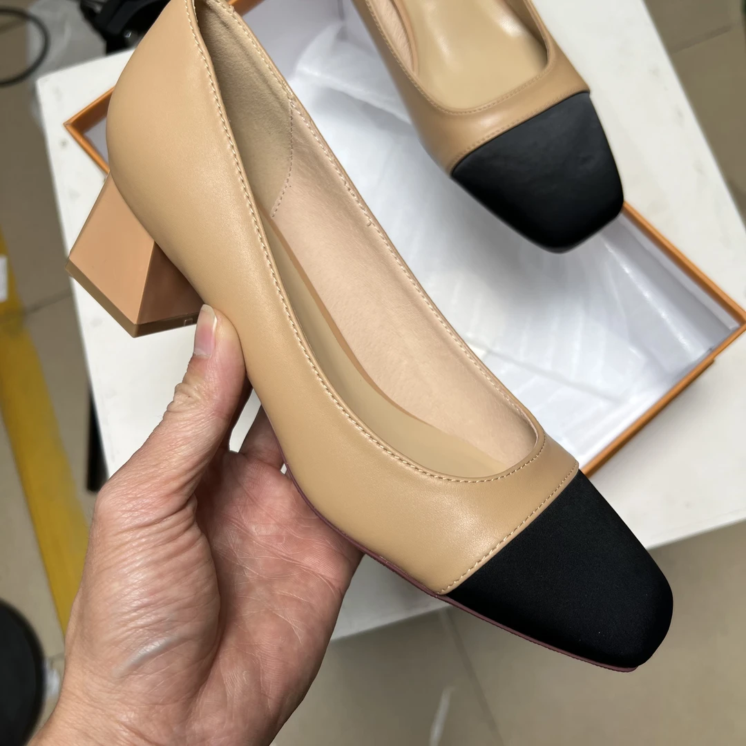 小香风拼接单鞋女鞋076