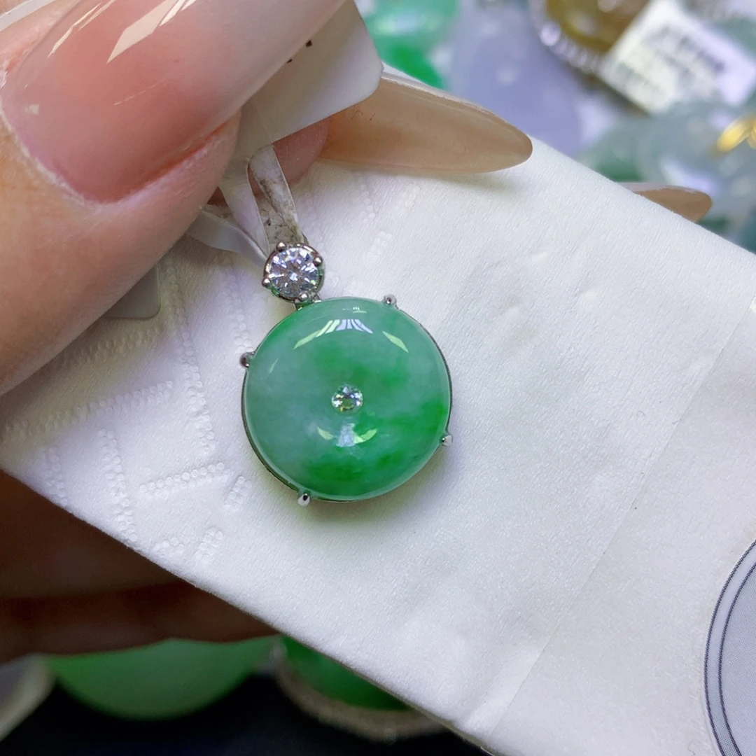 翡翠银S925镶嵌颈饰天然缅甸翡翠a货百元以上9元证书费自理