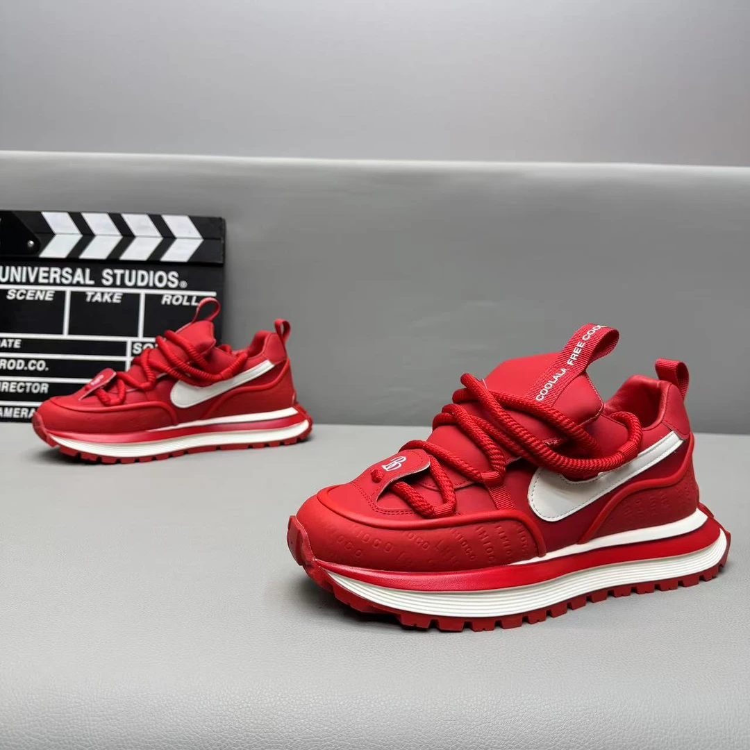 男鞋2025春秋新款真皮拼色阿甘鞋潮流增高厚底老爹鞋男式休闲鞋子