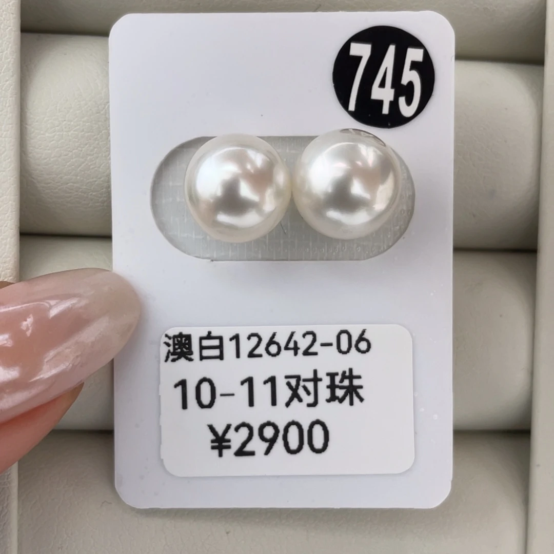 定制海水珍珠未镶嵌耳饰澳白10-11mm