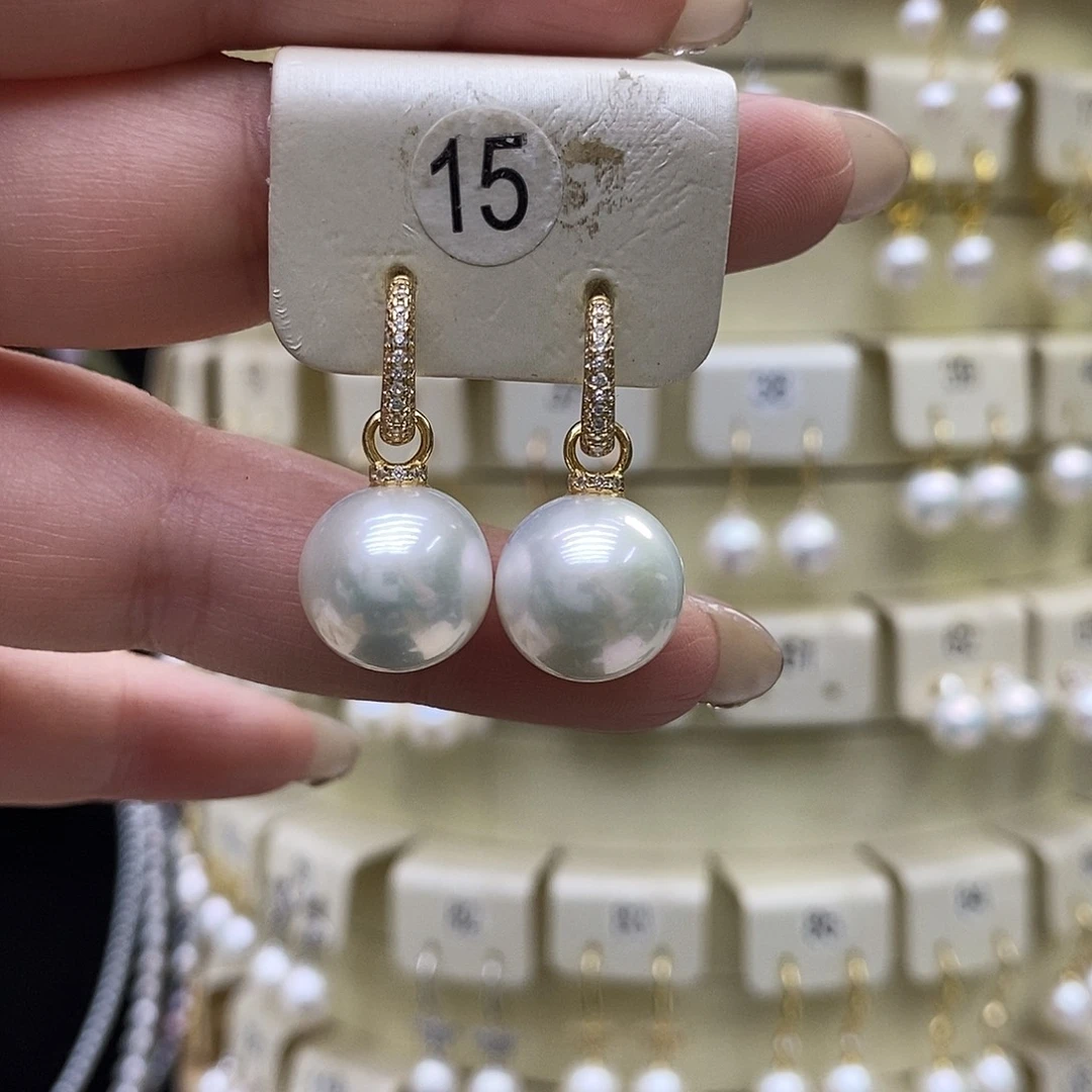 淡水珍珠耳饰银S925镶嵌