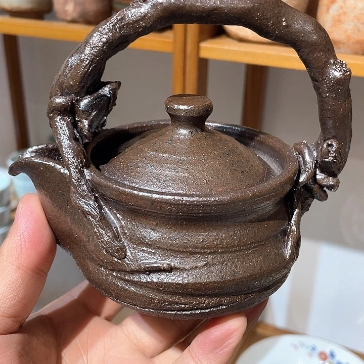 紫砂171全新陶泉款手作玫瑰提梁宝瓶
