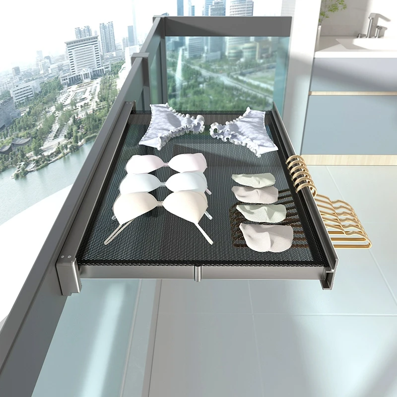 阳台抽拉式折叠网窗户晾衣架伸缩隐形置物架袜子晒架晾晒神器鞋架