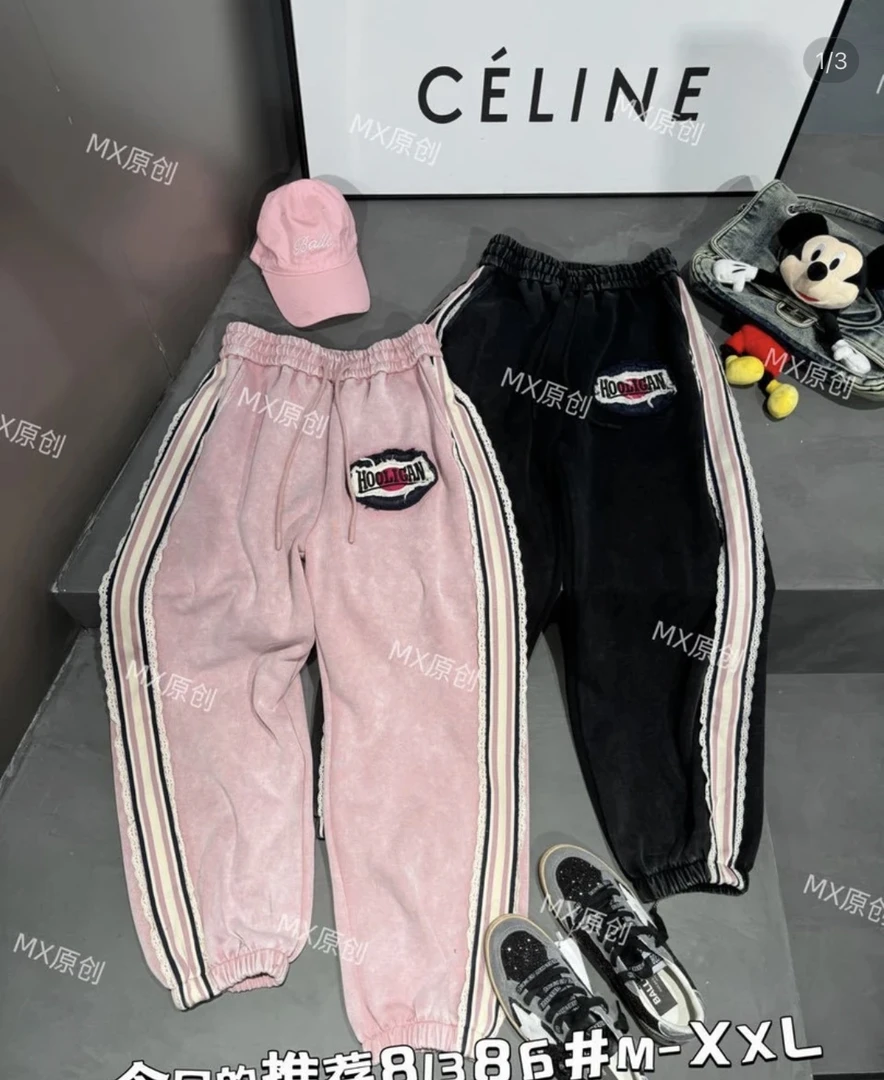 新款春装条纹设计感卫裤时尚潮流舒适百搭裤