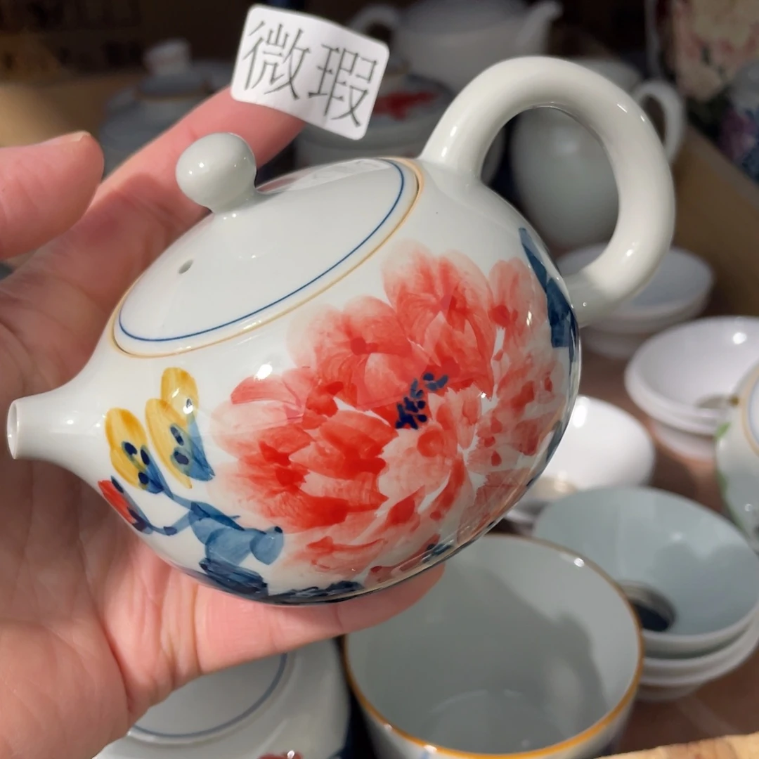 釉下手绘茶具微瑕