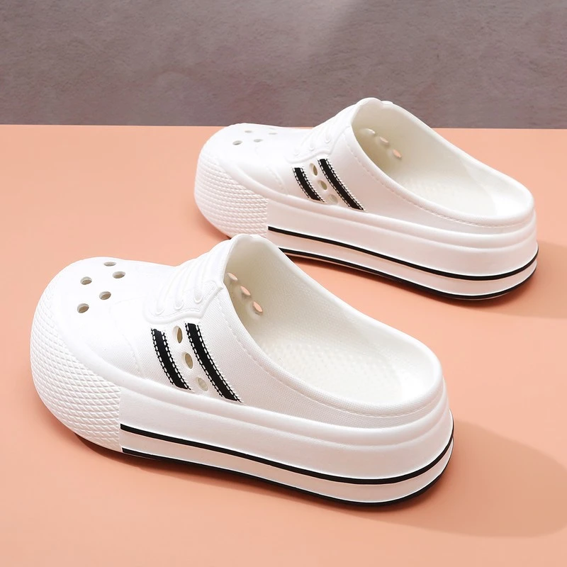 洞洞鞋女夏外穿厚底一脚蹬包头半拖鞋防滑凉拖时尚单鞋休