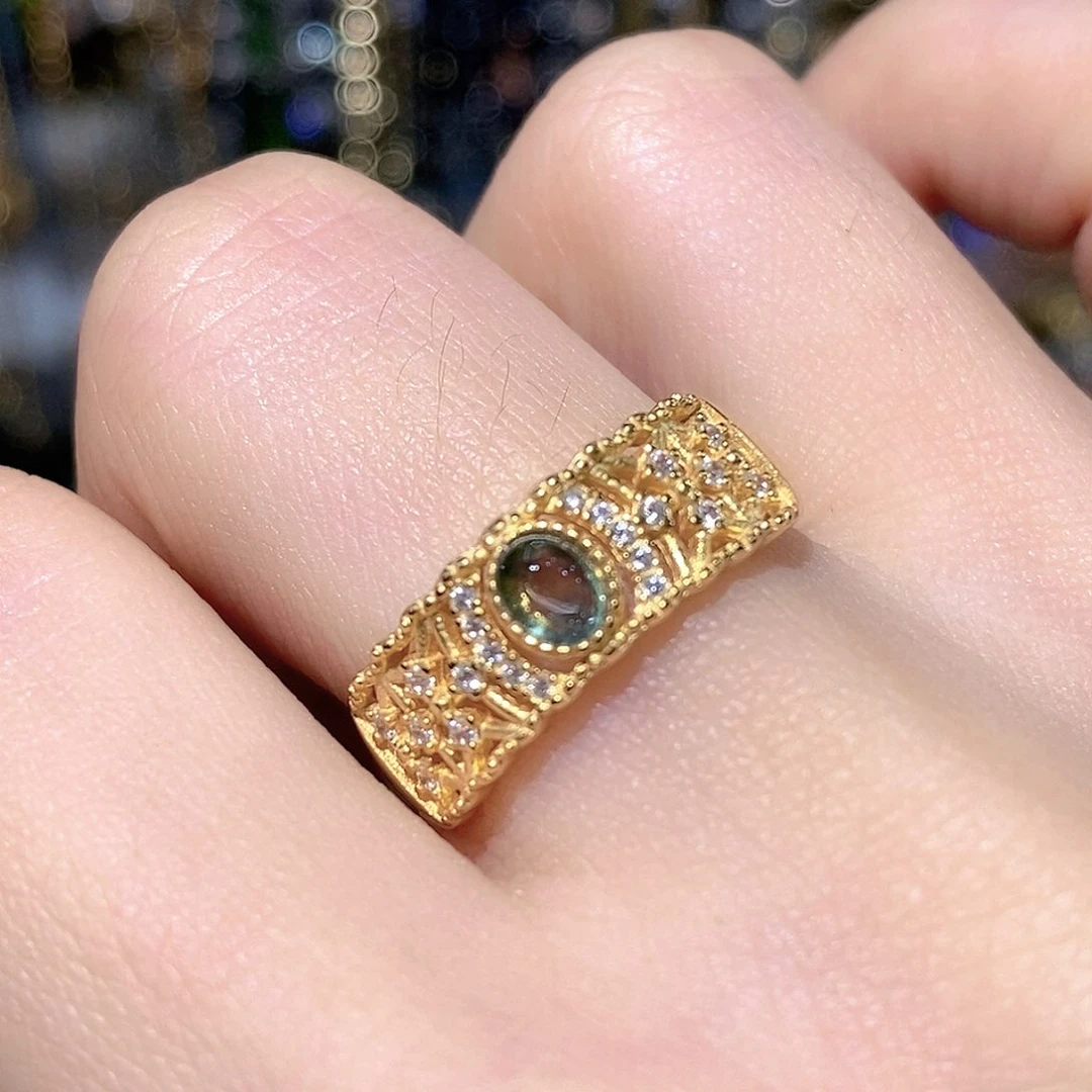 戒指蓝宝石银S925镶嵌天然蓝宝石