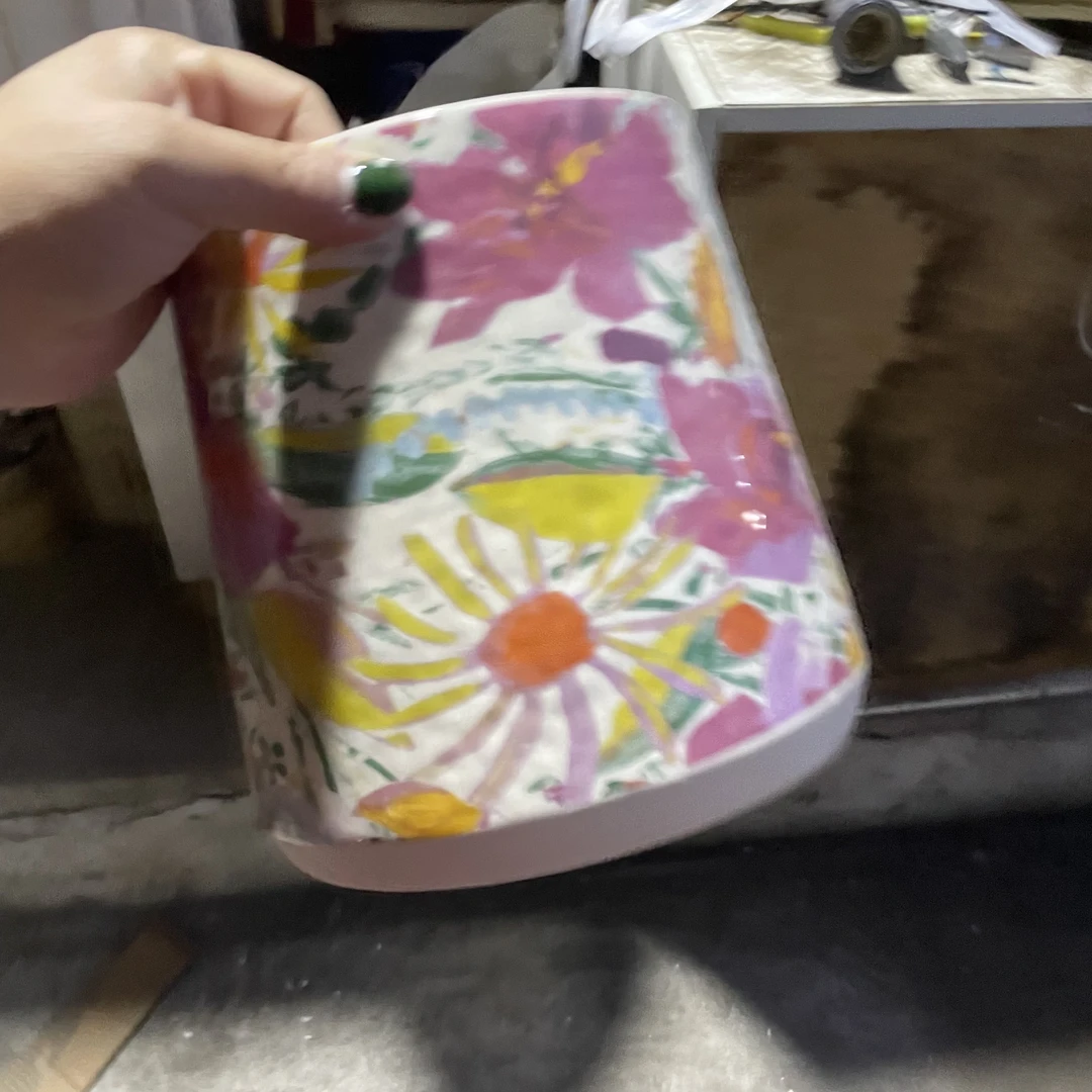 外贸尾单陶瓷餐具大号的油画罐子微瑕款