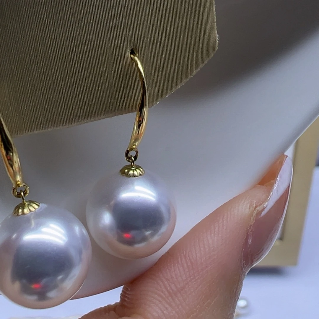 淡水珍珠18K金镶嵌耳饰