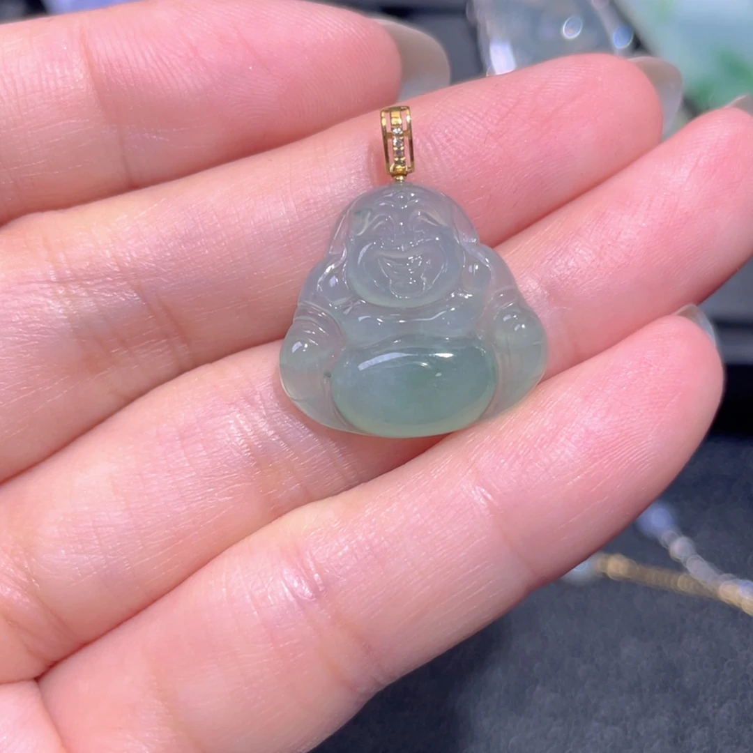 颈饰18K金镶嵌翡翠翡翠