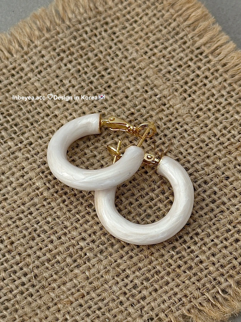 铜合金耳饰 素圈耳圈 白色 19mm 21710