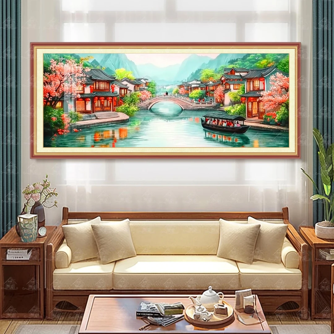 【进口棉布】爱阁十字绣忆江南新款中式风景大幅客厅书房手工线绣