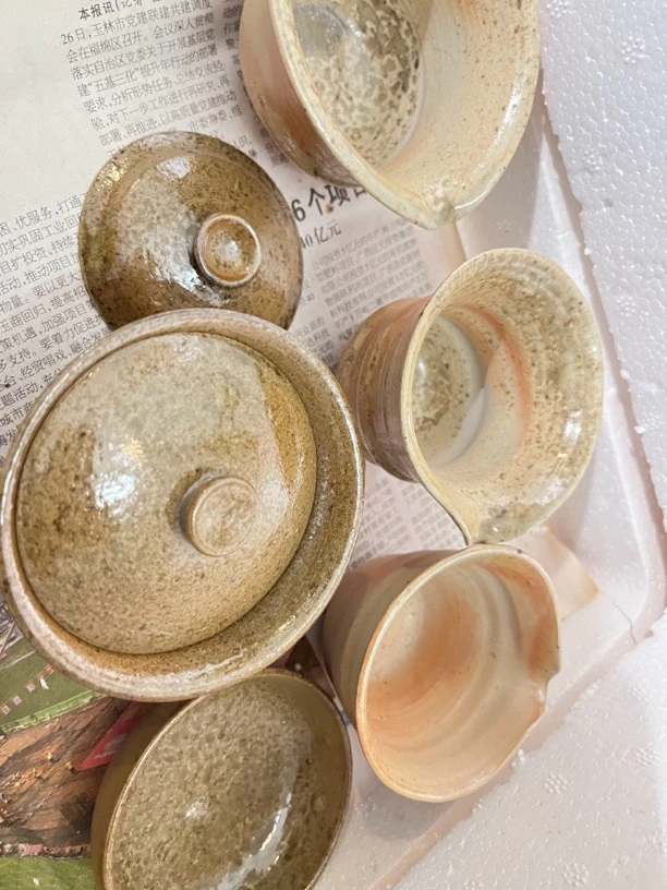 纯手工拉胚柴烧杯子