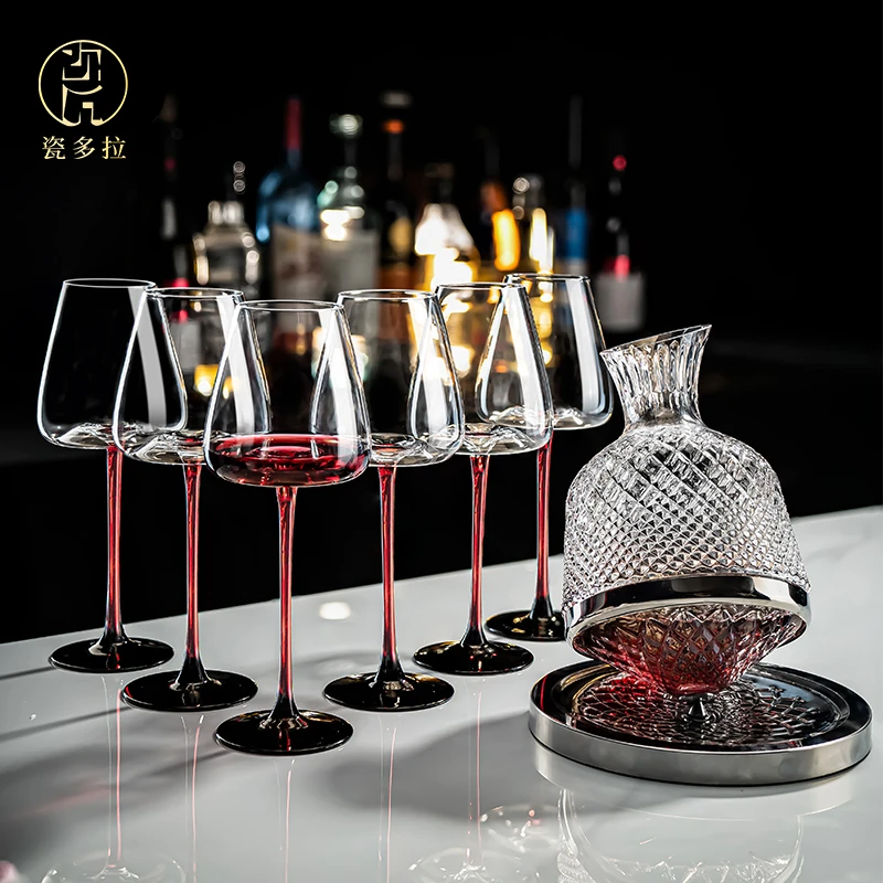 高档勃艮第红酒杯大号红领结水晶玻璃大肚葡萄酒杯凹底高脚杯家用