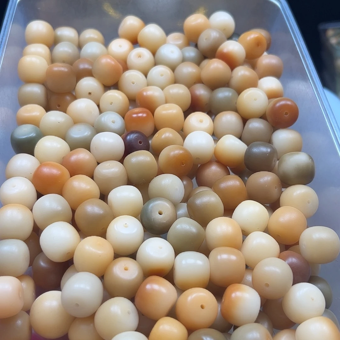 菩提根/象牙果手串微瑕16干磨老料敦煌桶100颗