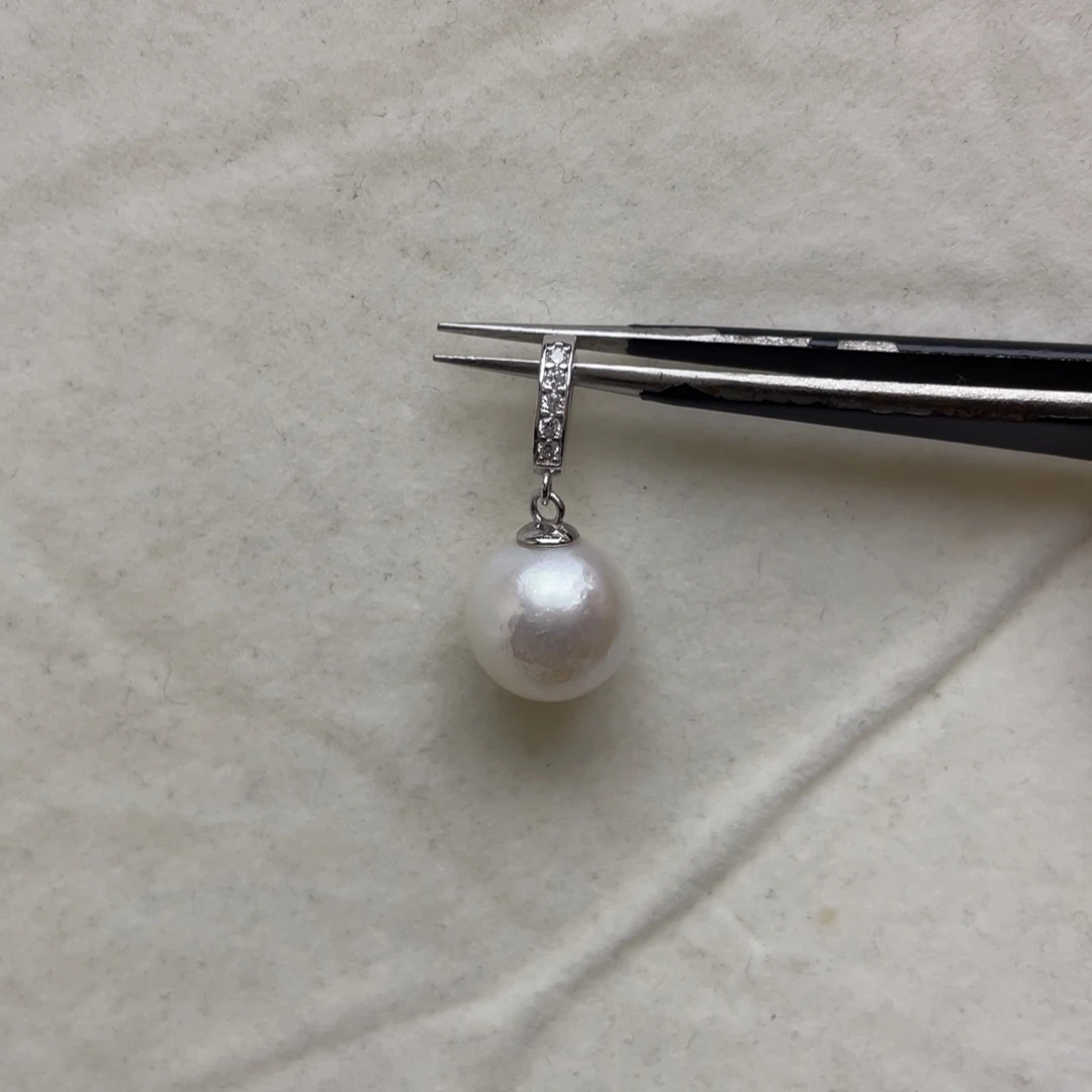银S925镶嵌海水珍珠吊坠(不含链)