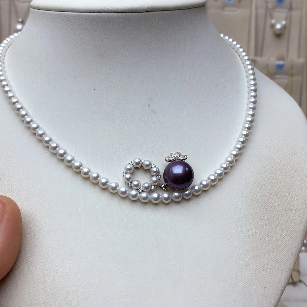 淡水珍珠颈饰银S925镶嵌Q***t