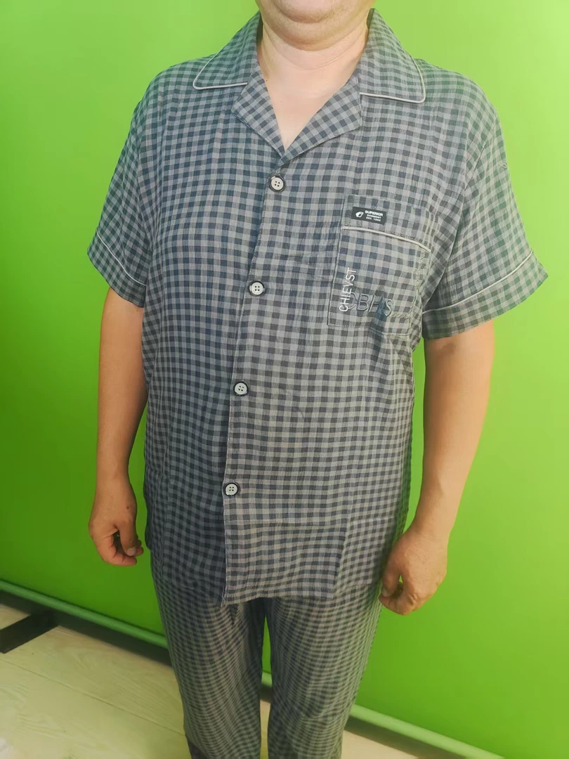 纯棉男士短袖睡衣套装