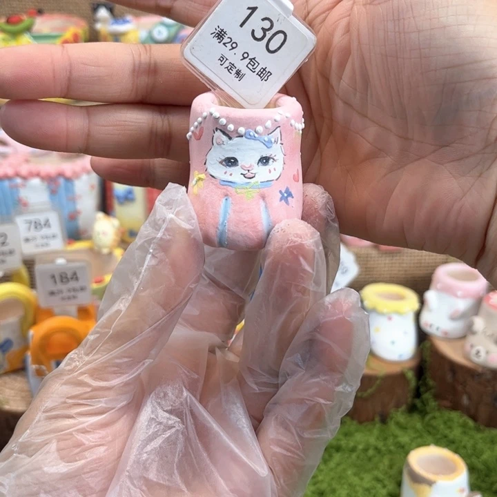 超****130猫爪花盆手绘花盆