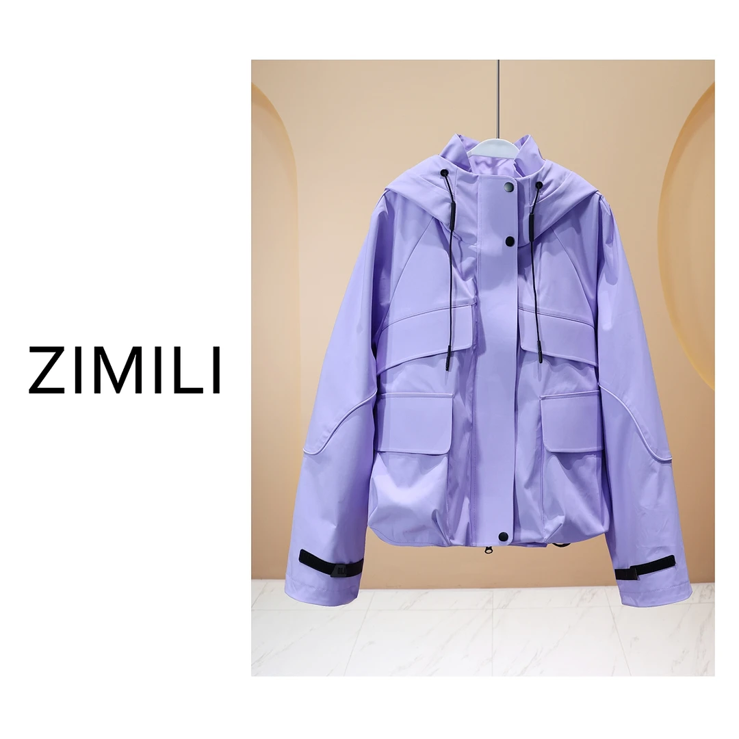 【亮哥女装】2025丁香紫工装风廓形简约随性连帽外套6205-C9