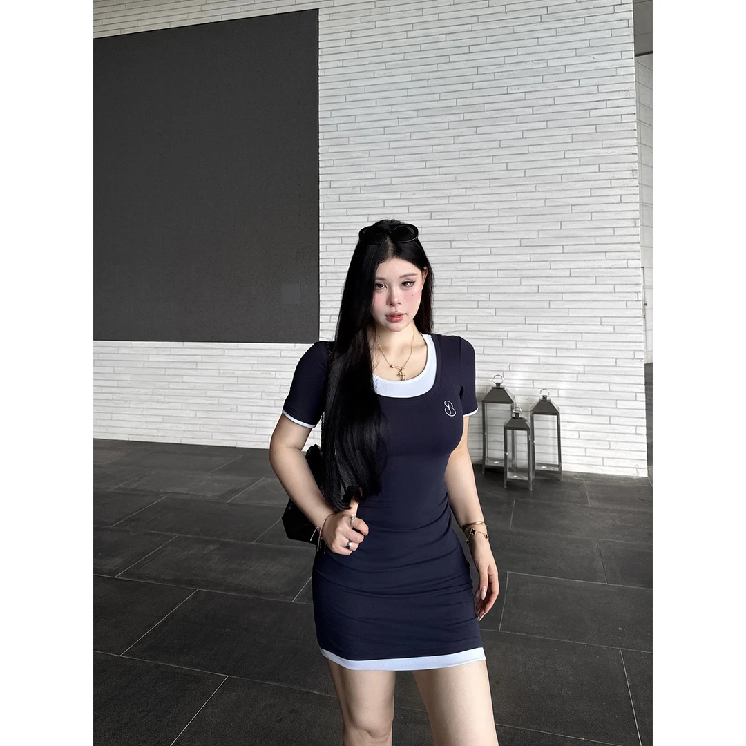 黑泽玄七“软雕塑2.0”夏季显瘦凉感辣妹莱赛尔亲肤假两件连衣裙女