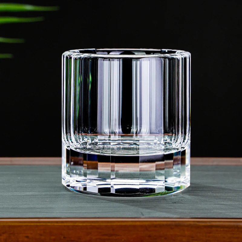 安享高端东海原矿水晶手工切子杯酒杯威士忌洋酒杯子星芒万华镜