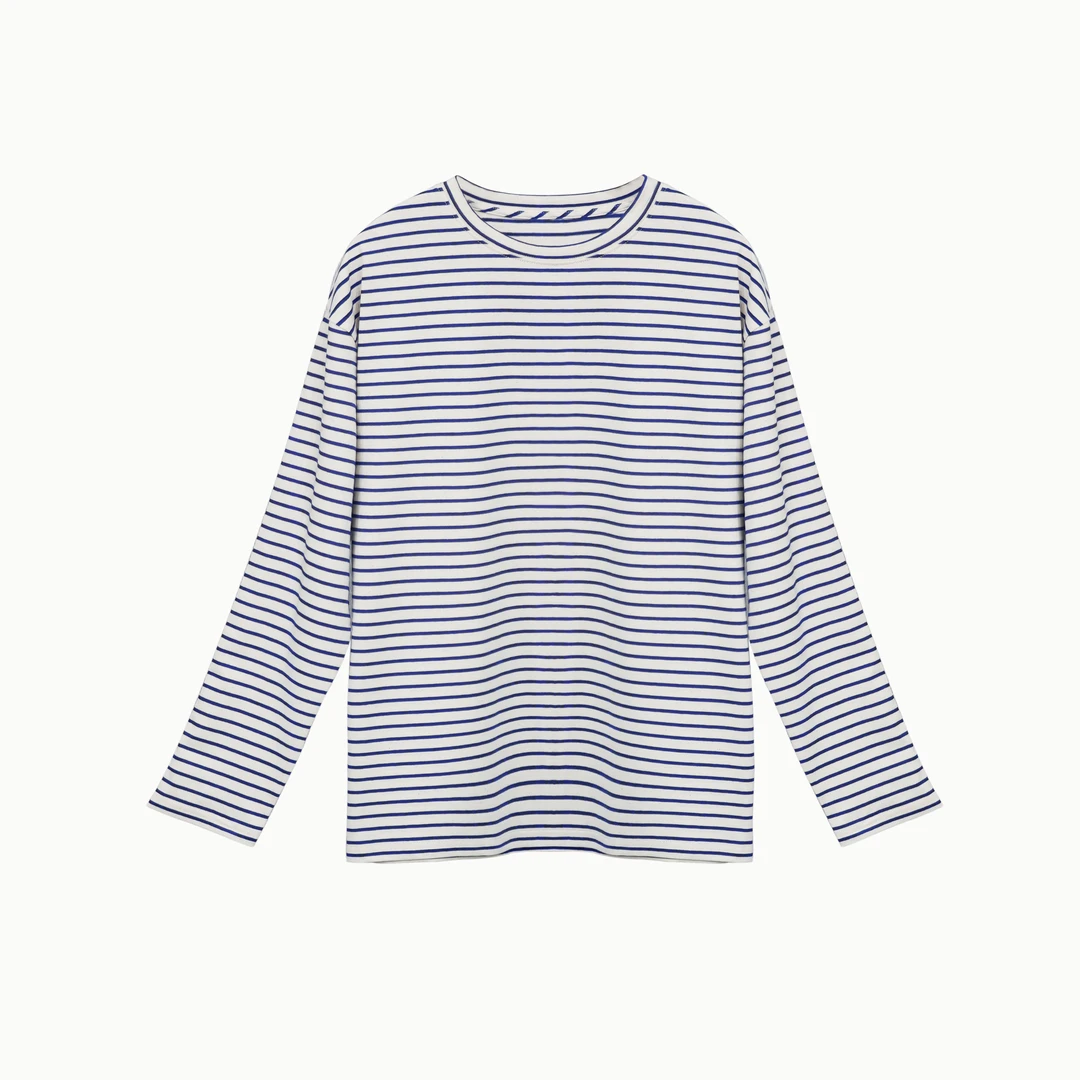 【竹外知时】N（品尾老客必入）很哇塞，值得入.的一款木棉原布条纹T恤