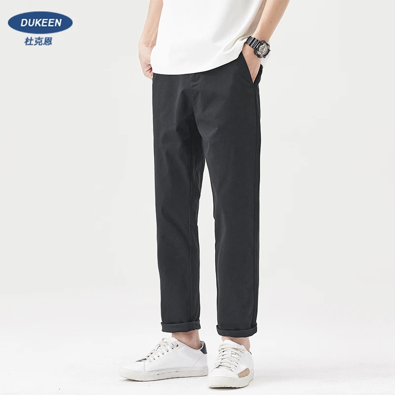 杜克恩直筒休闲裤男夏季2025新款宽松工装裤潮流百搭军绿色九分裤