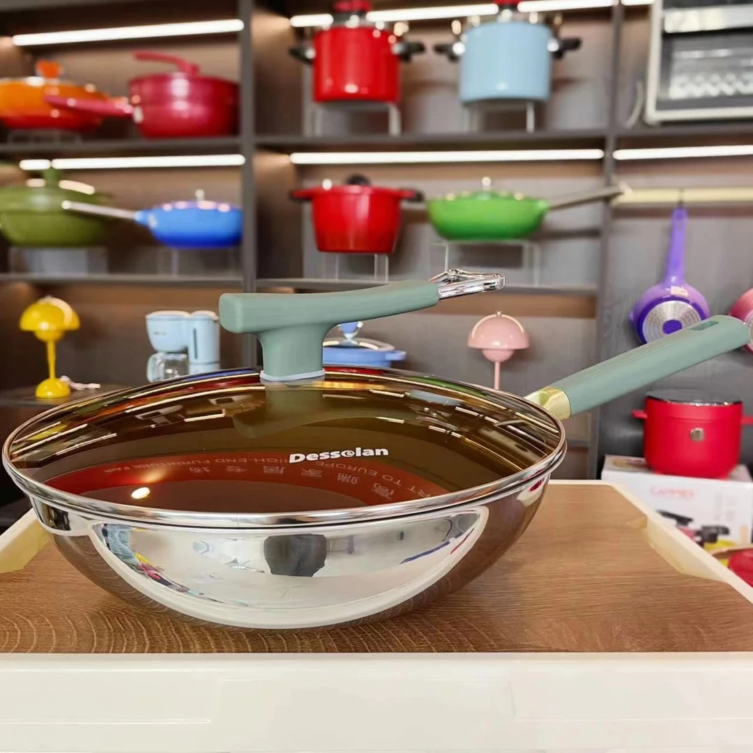 Desselan/德森朗高品质0涂层超耐磨钛不粘锅健康无涂层家用炒菜锅