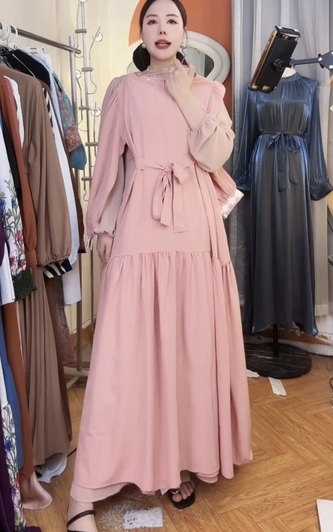 高端气质时尚长袖连衣裙轻奢显瘦复古长裙时尚法式简约 - 9112#