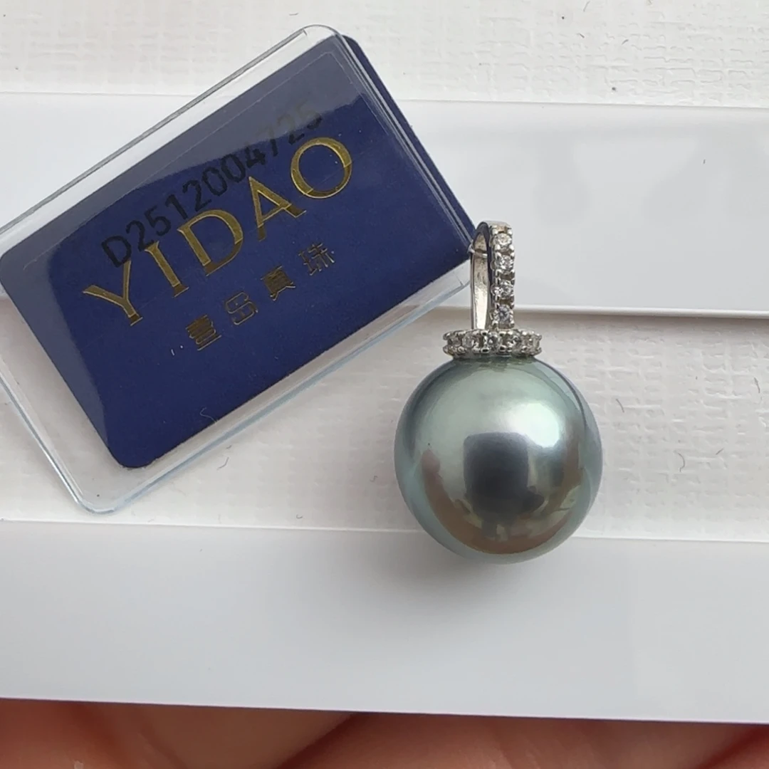 海水珍珠银S925镶嵌颈饰大溪地11-12吊坠