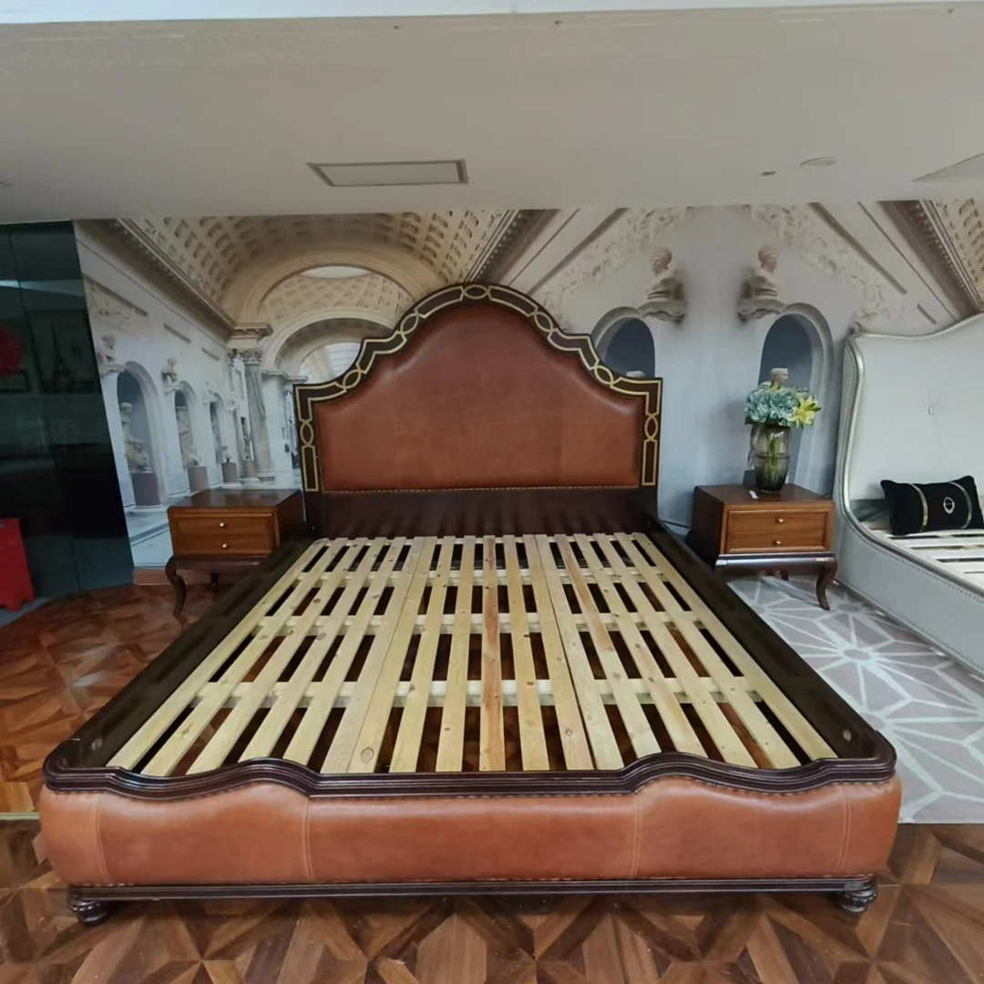 【皇家壹号】美式复古头层牛皮卧室大床2140*2380*1750