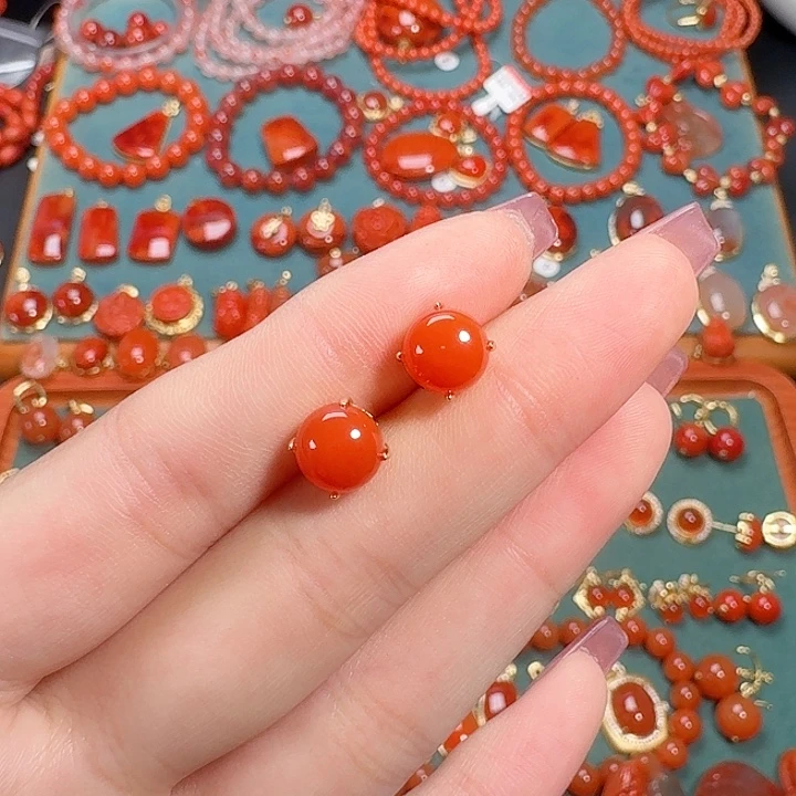 南红玛瑙银S925镶嵌8+