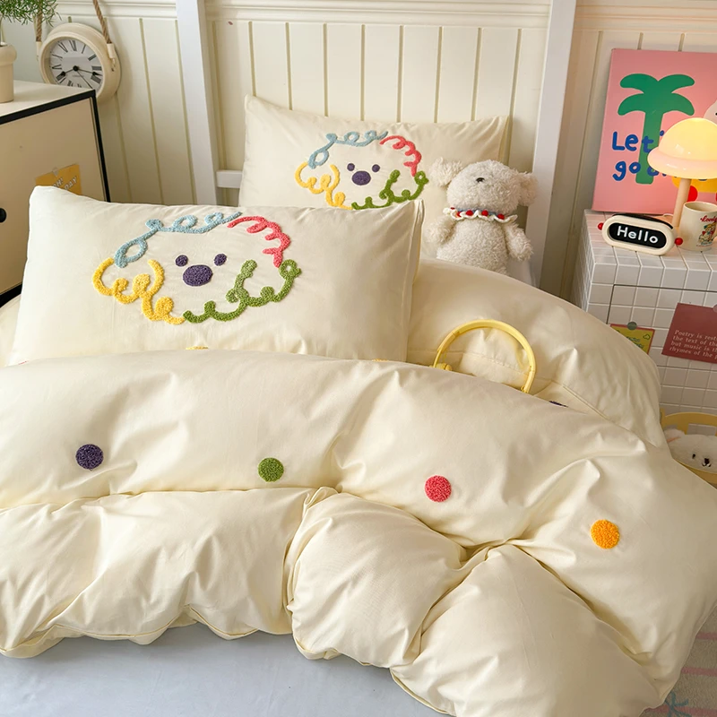 波点彩虹学生宿舍床上三件套纯棉100全棉2025新款四件套床单被套