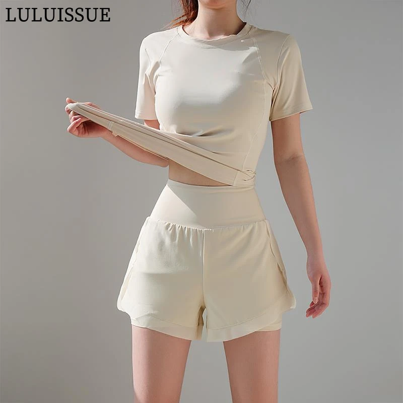 LULUISSUE运动套装女夏速干衣健身T恤高腰运动短裤健身衣套装瑜伽