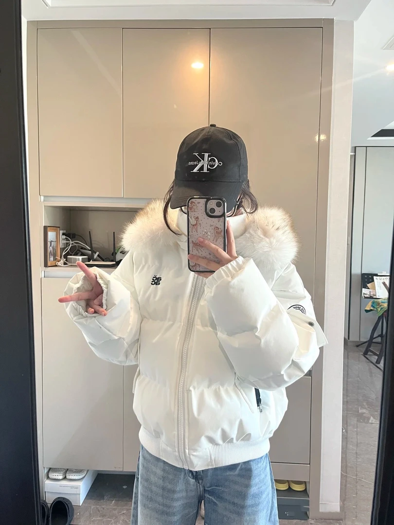 美式可拆卸毛领连帽棉服冬季潮牌派克服宽松加绒加厚保暖棉袄外套