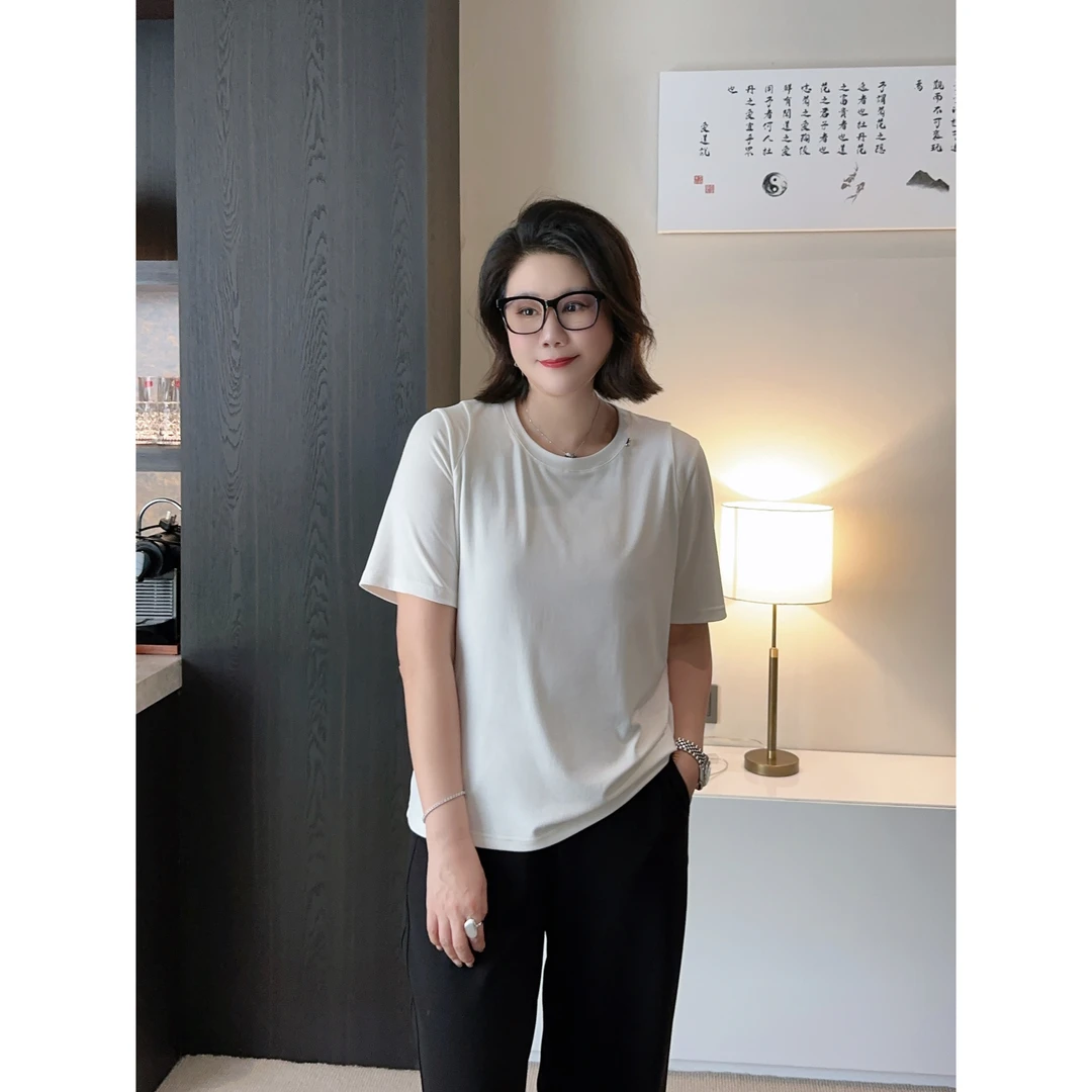 微胖女装【万能百搭T】窄肩半袖T恤春季显瘦松弛感上衣20601