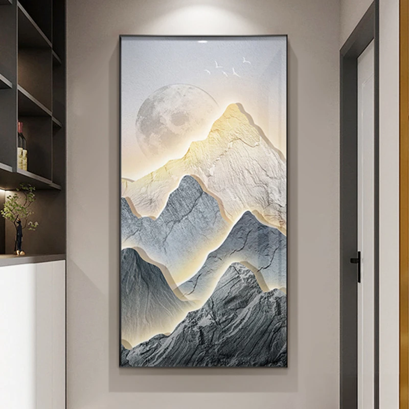 现代简约玄关装饰画轻奢大气客厅墙壁画背有靠山走廊过道尽头挂画