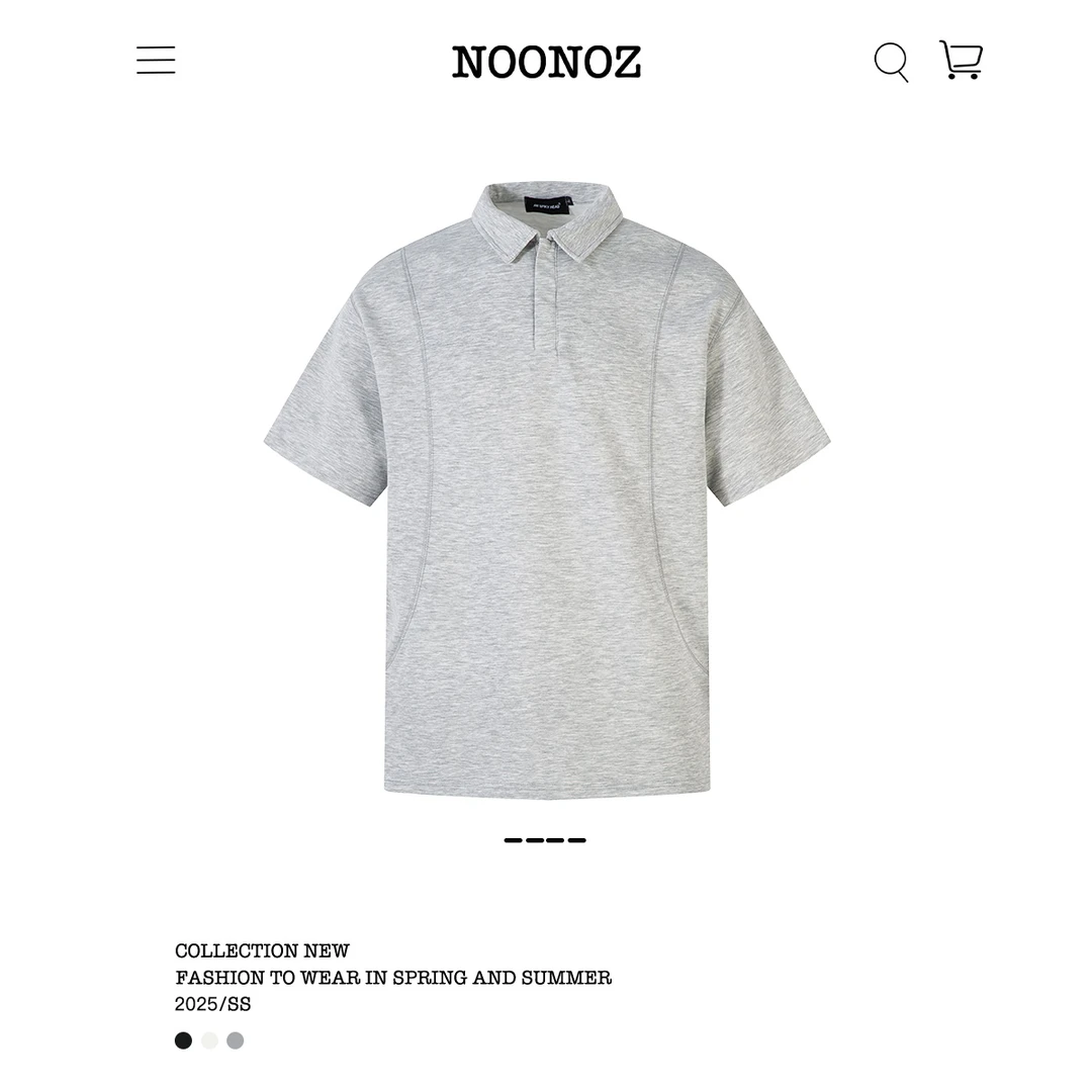 NOONOZ潮牌美式纯色高级感短袖POLO衫男夏季宽松简约cleanfit上衣
