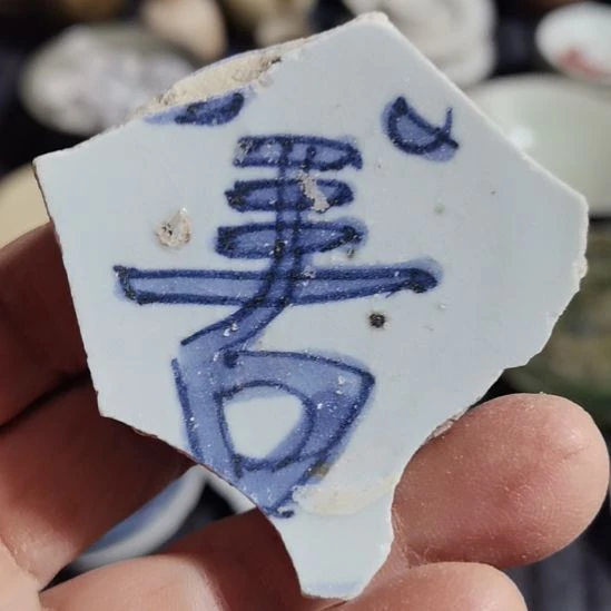 瓷片青花影青杯垫学习标本