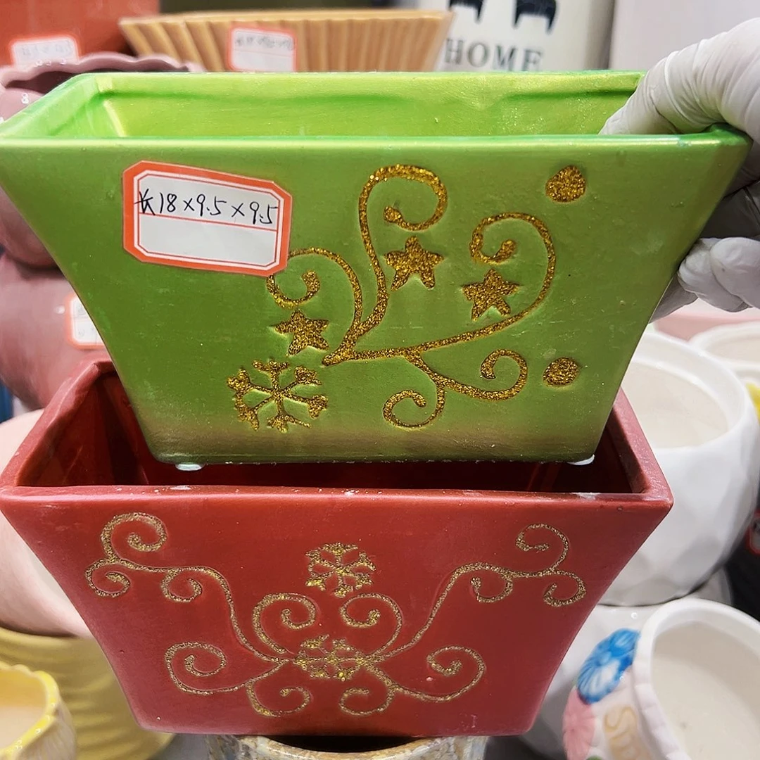 有孔，外贸尾单陶瓷花盆凑单10米包邮