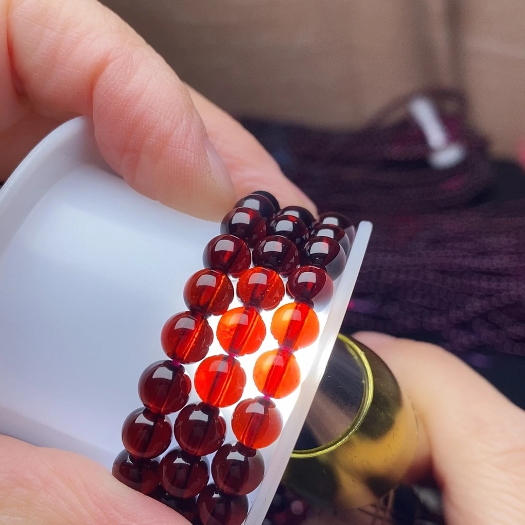 石榴石手链未镶嵌卡5.9正红