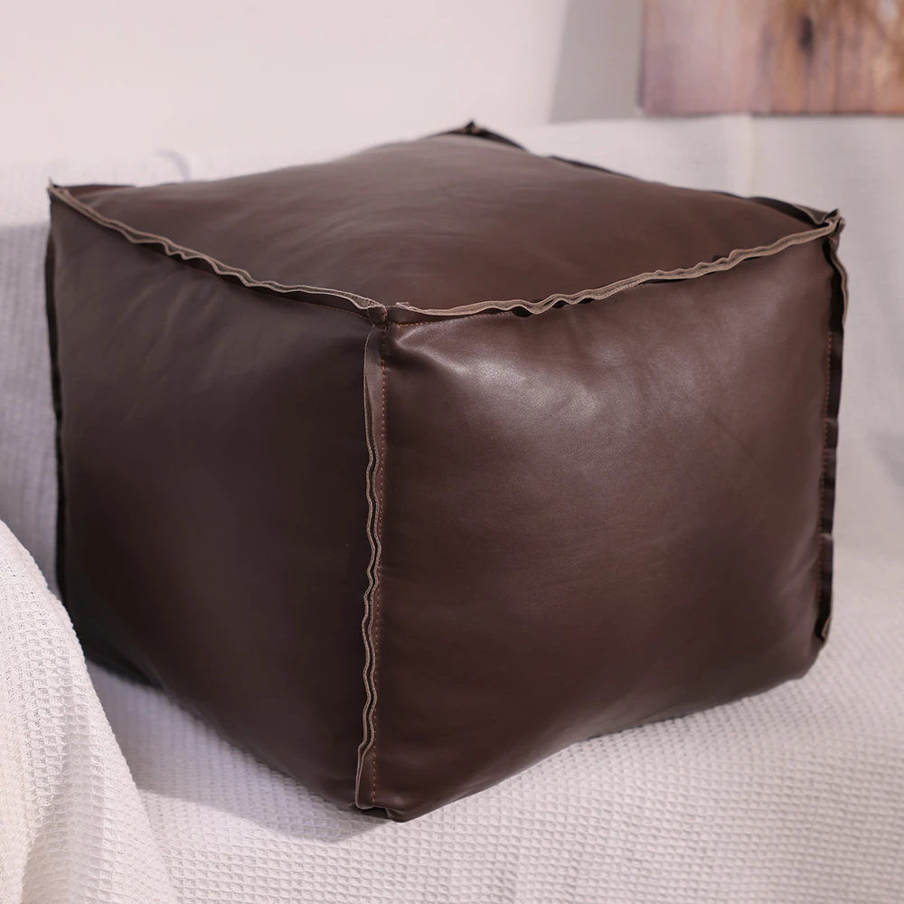 皮墩墩收纳凳美式收纳储物懒人凳换鞋皮革凳收纳坐墩家用简约北欧