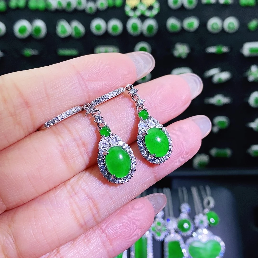 翡翠银S925镶嵌耳饰多样性