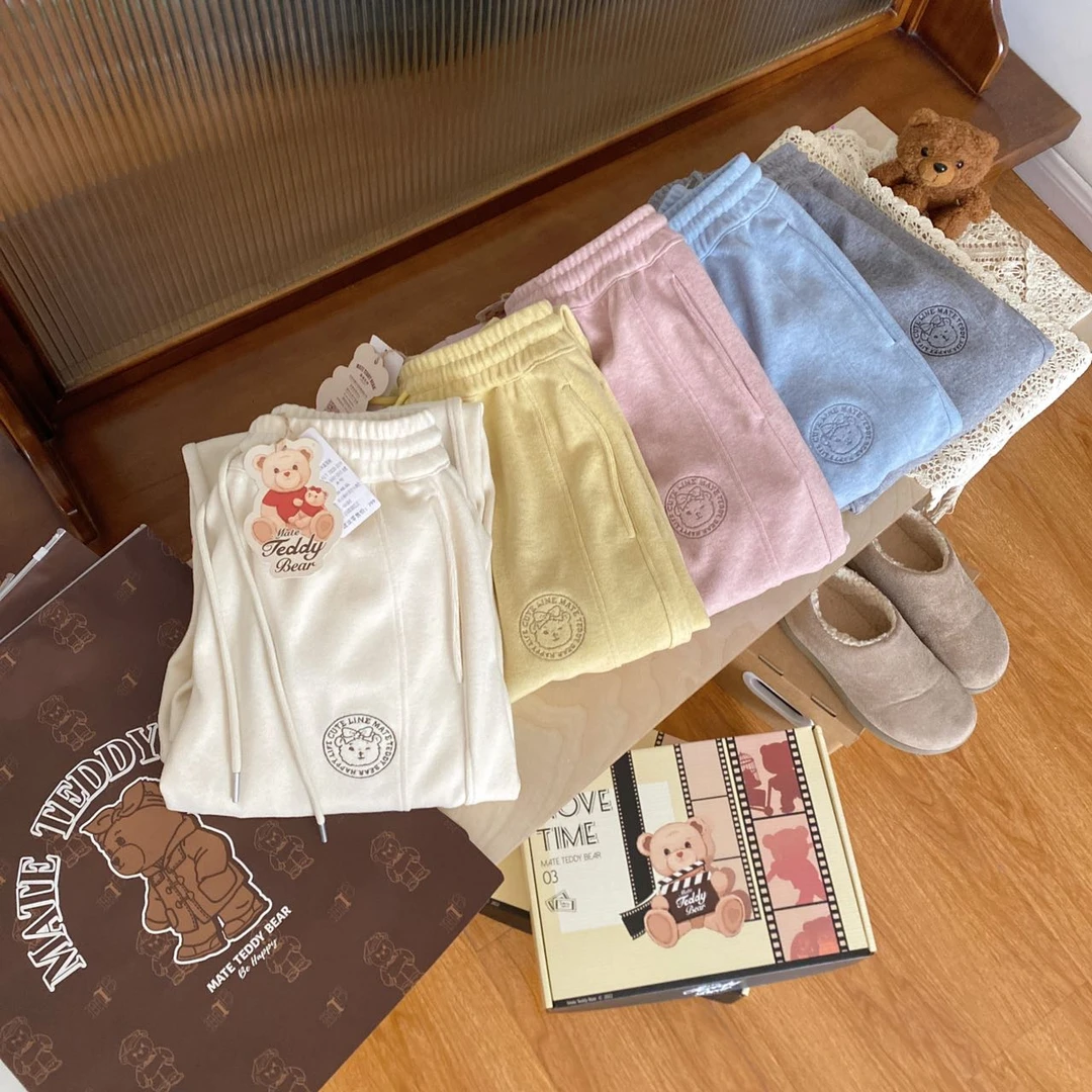 阿悄家 春季新款慵懒松弛感泰迪熊糯米裤#H6026