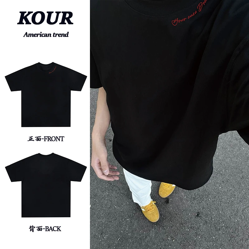 美式高街潮流简约英文标语夏季上衣重磅纯棉宽松百搭短袖T恤ootd