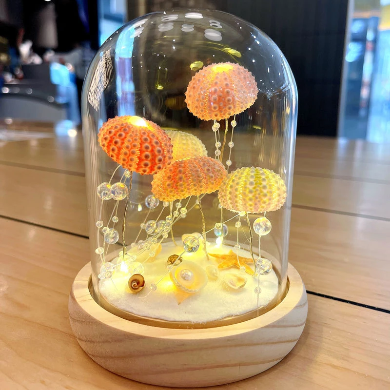 海胆壳水母灯材料包创意小夜灯氛围灯母亲节活动手工DIY礼物
