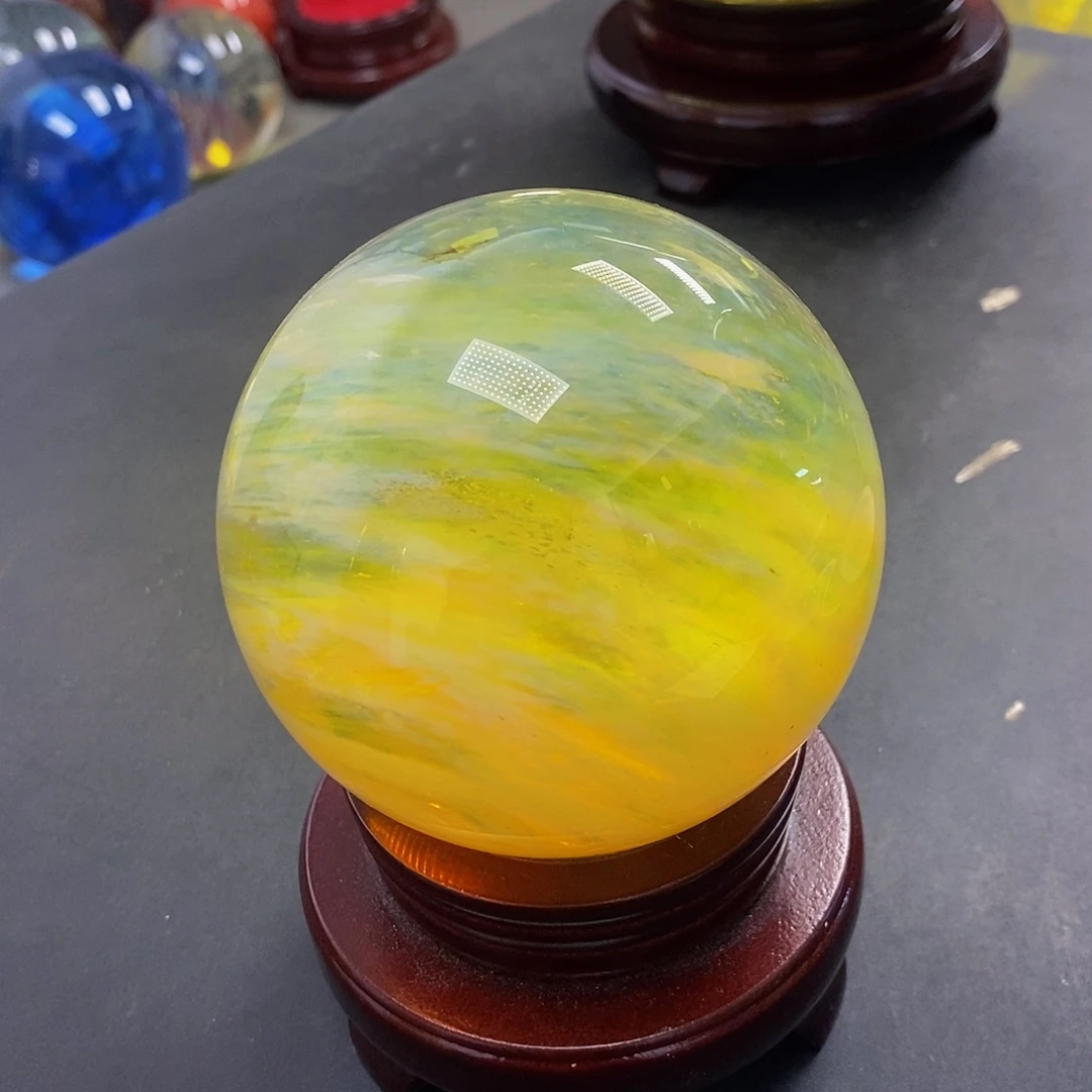 云***荐石材9.6厘米黄水摆件